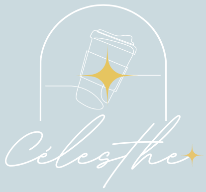 logo du site Celesthe représentant un mug avec le nom Celesthe en dessous avec un fond bleu et écriture blanche